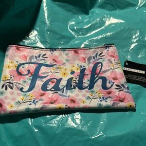 Floral 'Faith' Cosmetic Bag